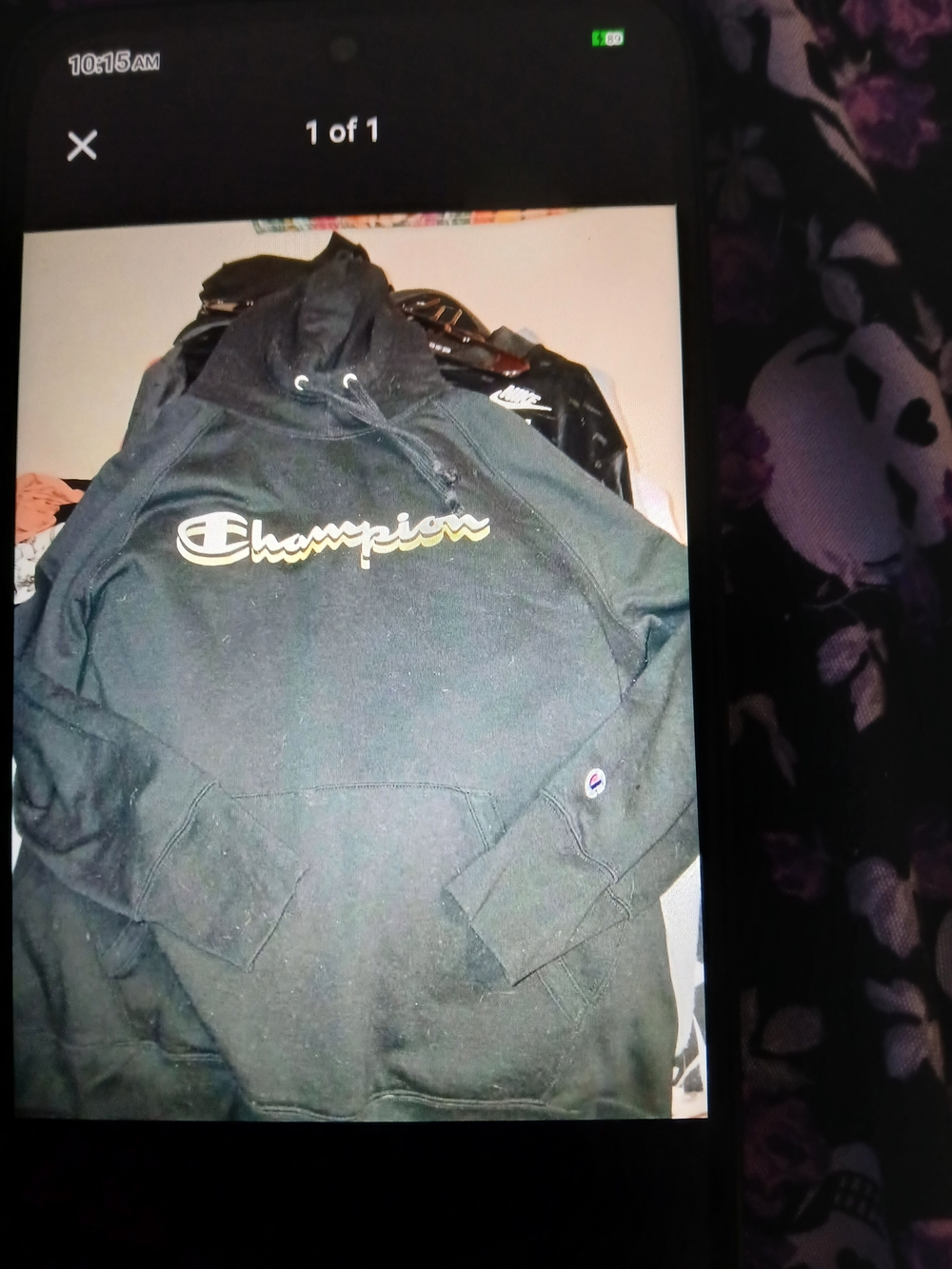 Champion Men's Black Hooded Sweatshirt with Logo